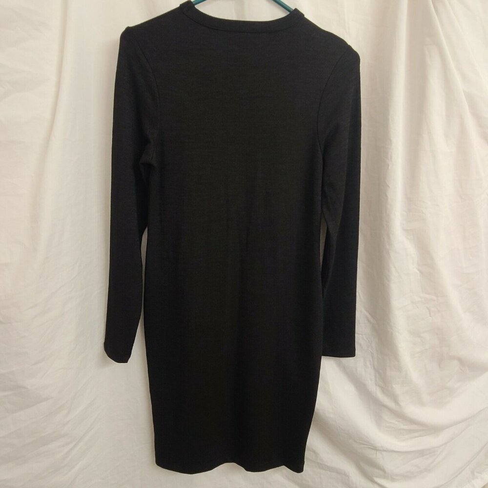 French Connection Dress Size 8 Womens Black Knit Sheath Long Sleeve Knee Length - Picture 12 of 12